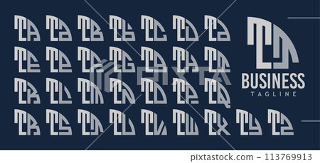 Bundle of abstract quarter circle letter T TT logo design 113769913