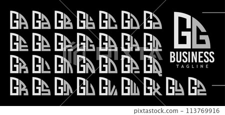 Simple line quadrant circle letter G GG logo design bundle Simple line quadrant circle letter G GG logo design bundle 113769916