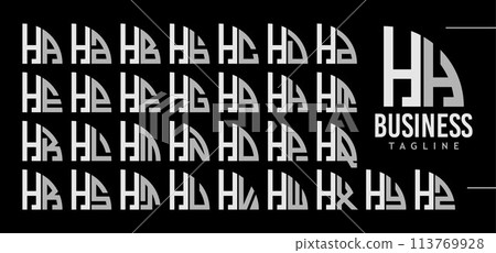 Simple line quadrant circle letter H HH logo design bundle Simple line quadrant circle letter H HH logo design bundle 113769928