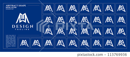 Modern abstract initial letter T TT logo design bundle 113769936