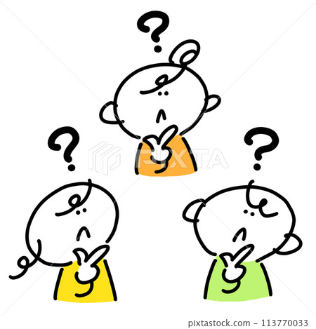People who are wondering, set, simple and cute line drawing illustration People who are wondering, set, simple and cute line drawing illustration 113770033