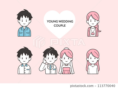 Illustration material: Young couple holding a wedding ceremony Illustration material: Young couple holding a wedding ceremony 113770040