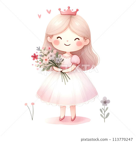 cute little princess with flowers 113770247