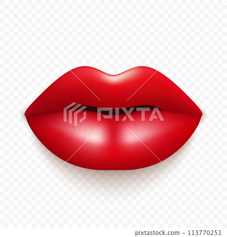 Vector 3d Realistic Red Female Lips. Love, Sexy, Beauty Concept. Fashion, Makeup, Romance Vector Illustration. Glamorous Woman Glossy Lips Closeup. Sensual and Seductive Lipstick Design in Vibrant Red Vector 3d Realistic Red Female Lips. Love, Sexy, Beauty Concept. Fashion, Makeup, Romance Vector Illustration. Glamorous Woman Glossy Lips Closeup. Sensual and Seductive Lipstick Design in Vibrant Red 113770251