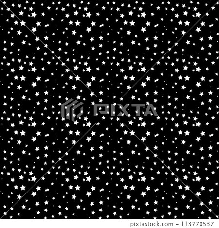 Seamless vector pattern with white stars on black for wrapping,cards, fabric, textile, ceramic 113770537