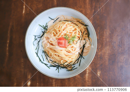 pasta or spaghetti, mentaiko cream sauce spaghetti or mentaiko cream sauce pasta pasta or spaghetti, mentaiko cream sauce spaghetti or mentaiko cream sauce pasta 113770906