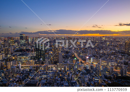 Tokyo evening view from Azabudai Hills Tokyo evening view from Azabudai Hills 113770939