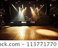 Free stage with lights, Free scene with multi colored lighting equipment. 113771770