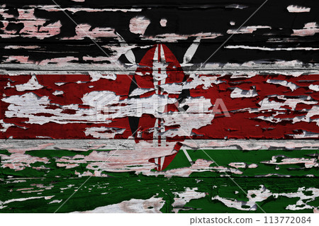 Flag of Kenya painted on a wooden board 113772084