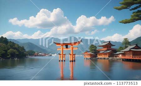 Torii gate of Fushimi Inari Shrine in Kyoto, Japan Generative AI Torii gate of Fushimi Inari Shrine in Kyoto, Japan Generative AI 113773513