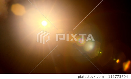Abstract Natural Sun flare on the black, collage, image montage 113773794