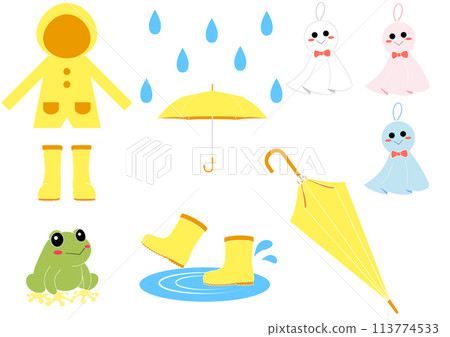 Cute illustration set for the rainy season in June 113774533