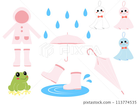 Cute illustration set for the rainy season in June 113774535
