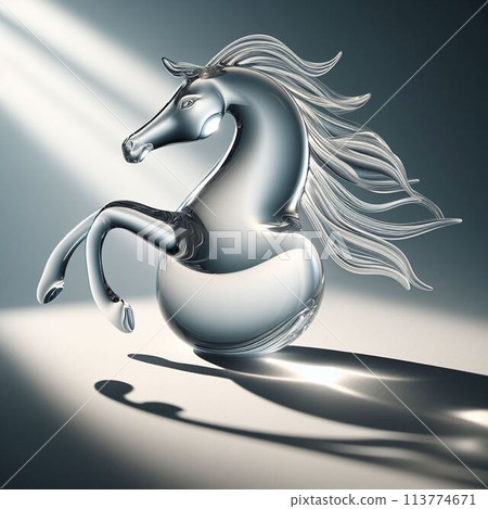 A glass horse figurine that catches the light A glass horse figurine that catches the light 113774671