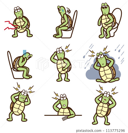 Stressed and tired turtle (stomach ache, headache) 113775296