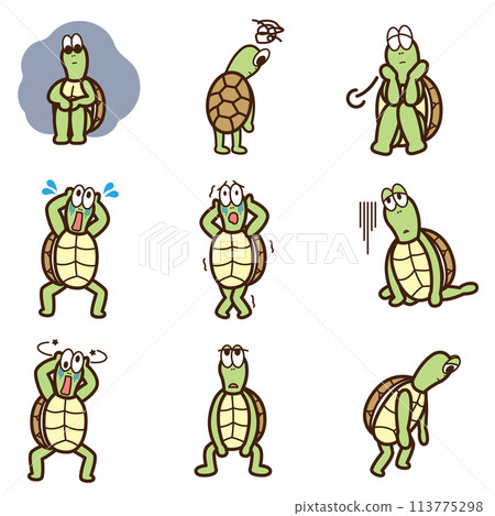 Stressed and tired turtle (depressed, panicked, depressed) 113775298