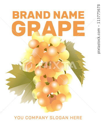 A branch of white grapes against the background of the sun's rays. Wine, winemaking, farming, harvest. Vector illustration 113775678