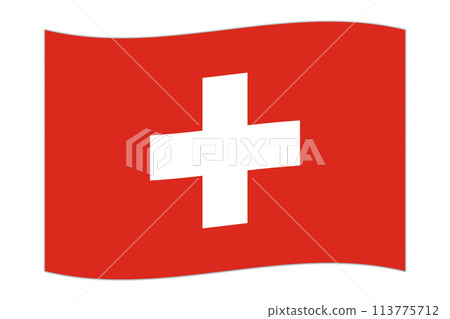 Waving flag of the country Switzerland. Vector illustration. 113775712