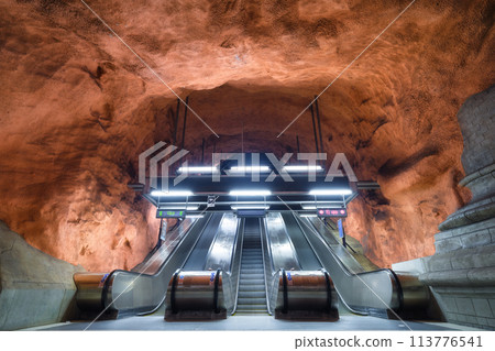Radhuset station, Stockholm, Sweden. A popular metro station in the Swedish capital Radhuset station, Stockholm, Sweden. A popular metro station in the Swedish capital 113776541