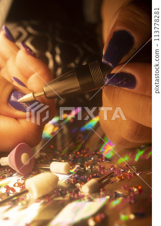 Nail salon closeup photo Nail salon closeup photo 113778281