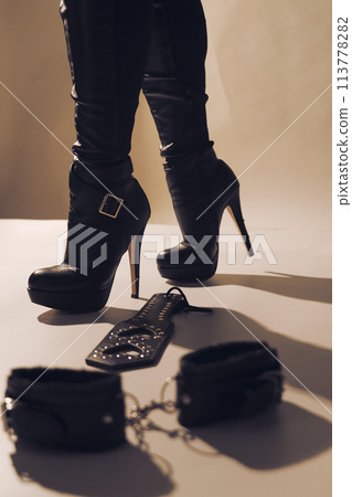 Sexy lady in high heels lingerie legs model Sexy lady in high heels lingerie legs model 113778282