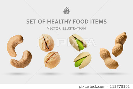 Cashew, Walnut, Pistachio, Peanut Cashew, Walnut, Pistachio, Peanut 113778391