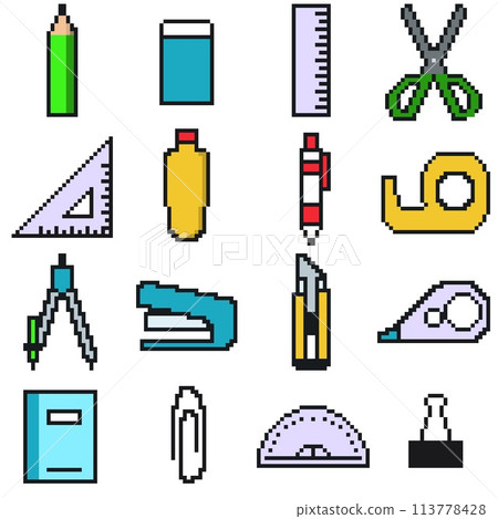 簡單的文具像素圖標 簡單的文具像素圖標 113778428