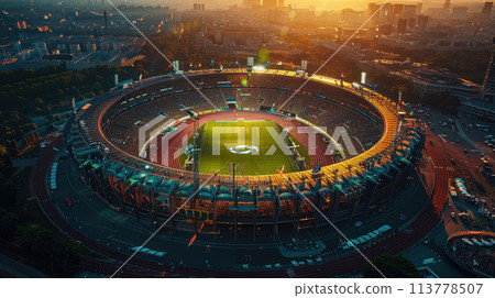 Stadium with track and field 113778507