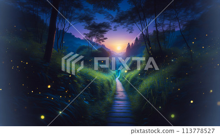 黃昏時森林裡的螢火蟲 113778527