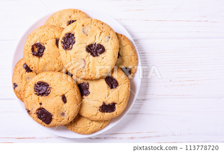 Group of homemade american chocolate cookies Group of homemade american chocolate cookies 113778720