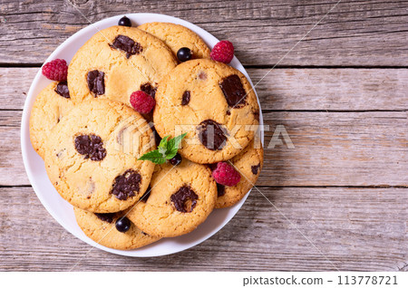 Group of homemade american chocolate cookies Group of homemade american chocolate cookies 113778721