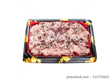 Packed red rice [white background, cutout] 113778825