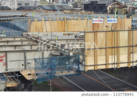 Road bridge removal work 113778941