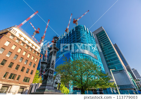 日本四月的東京城市景觀。期待日本橋1丁目再開發案等=2020年4月19日 113779003