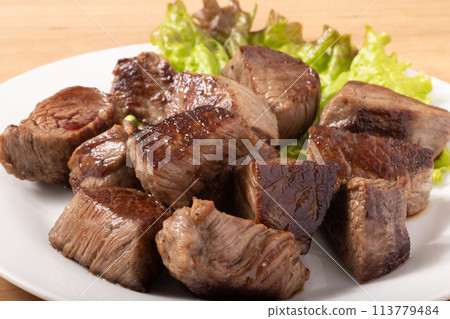 Cubed Japanese Black Beef Steak Cubed Japanese Black Beef Steak 113779484