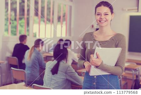 Young girl is satisfied assessment Young girl is satisfied assessment 113779568