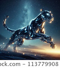 A glass panther galloping through the night sky 113779908