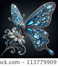 A jeweled butterfly resting on a flower 113779909