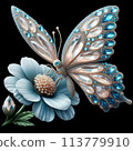 A jeweled butterfly resting on a flower 113779910