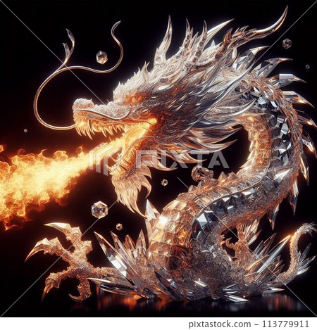 噴吐火焰的水晶龍 113779911