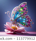 A jeweled butterfly resting on a flower 113779912