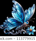 A jeweled butterfly resting on a flower 113779915