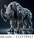 Metallic textured rhino robot 113779917