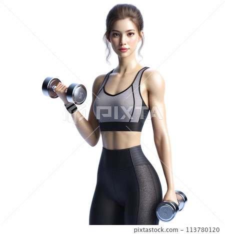有啞鈴的肌肉訓練女孩 113780120