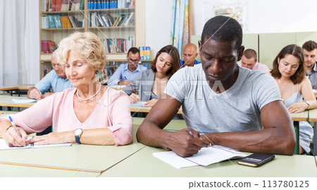 African American man and woman take exam African American man and woman take exam 113780125