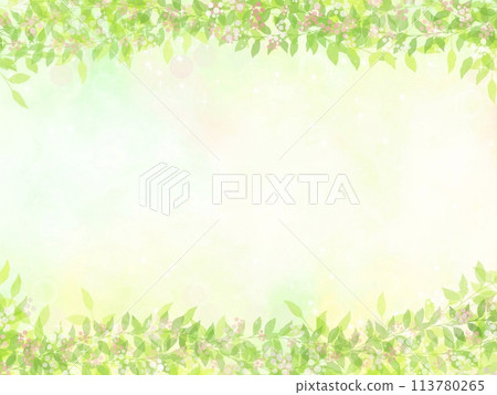 柔和的綠色自然框架背景插畫素材 113780265