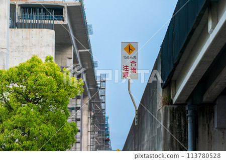 Construction site of Shin-Meishin Expressway in Joyo City, Kyoto Prefecture 113780528