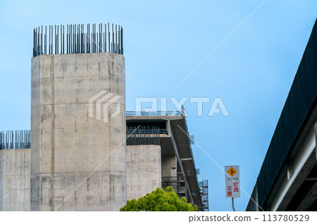 Construction site of Shin-Meishin Expressway in Joyo City, Kyoto Prefecture 113780529
