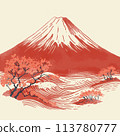 Illustration of Red Fuji in the style of Katsushika Hokusai 113780777