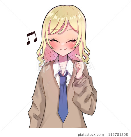 金髮女學生的動漫風格插圖:Joy 金髮女學生的動漫風格插圖:Joy 113781208